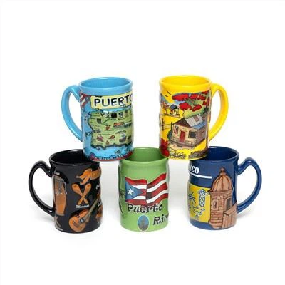 Sırlı kabartmalı seramik kupa