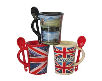 Simgesel Yapı İllüstrasyon Baskılı Kaşıklı Kupa